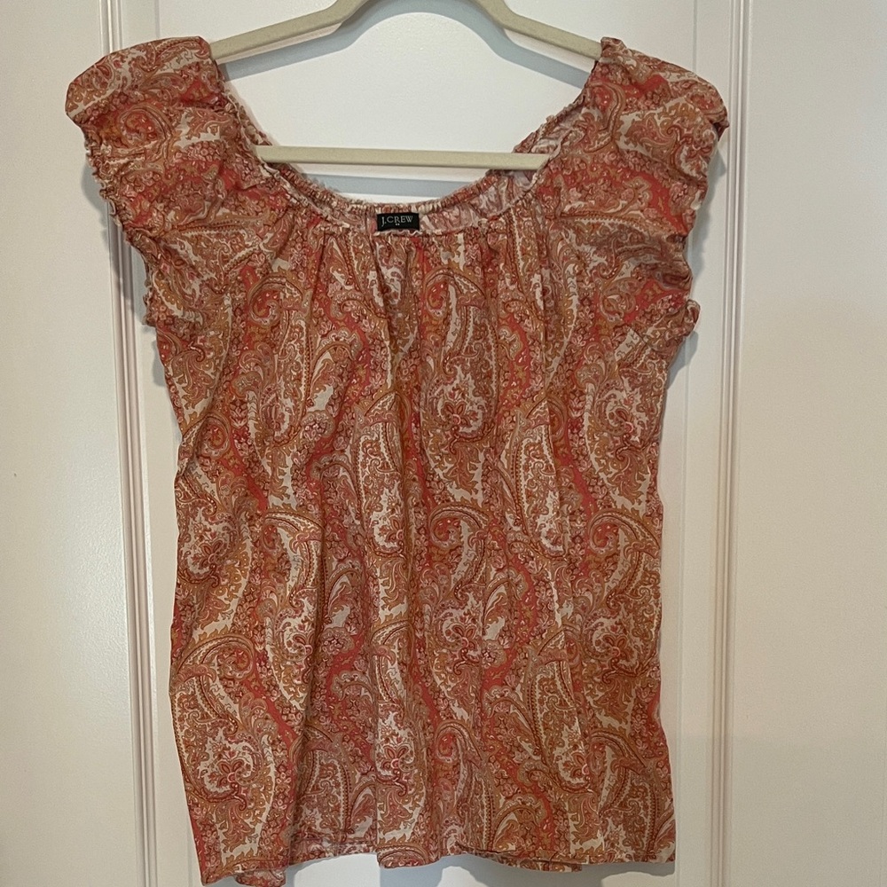 J. Crew Women's Paisley Blouse - Red and Tan